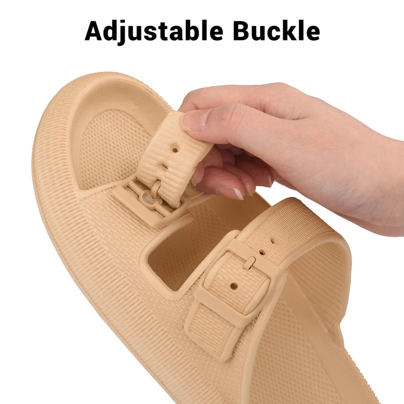 Cloud Slides for Women Men EVA Sandals Thick Sole Adjustable Buckles Slippers