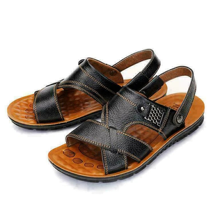 Men's Leather Sandal Fisherman Handmade Beach Slippers Flat Summer Shoes Outdoor