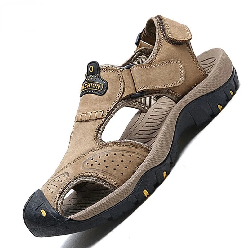 Men's Sandals Summer Leather Beach Slippers Non-slip Platform Sneakers