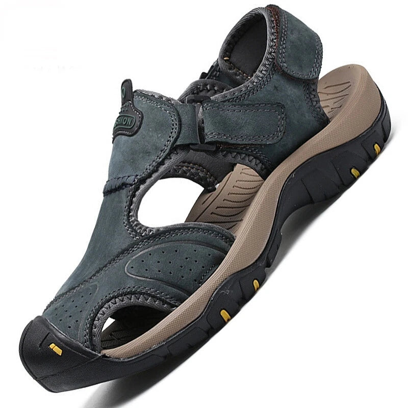 Summer Men's Sandals Breathable Casual Shoes Leather Outdoor Beach Slippers