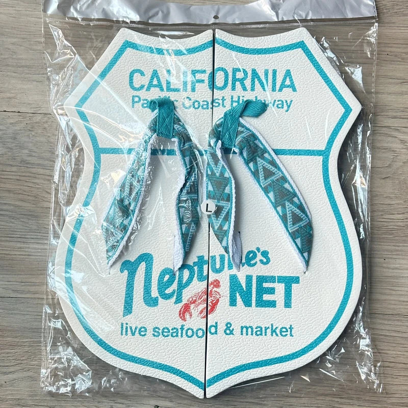 Malibu Neptune’s Net Souvenir Flip Flop Slippers Womens Sz L 9 10 Mens 11 12 13
