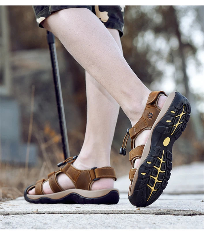 Genuine Leather Men's Shoes Summer Sandals Fashion Outdoor Beach Slippers