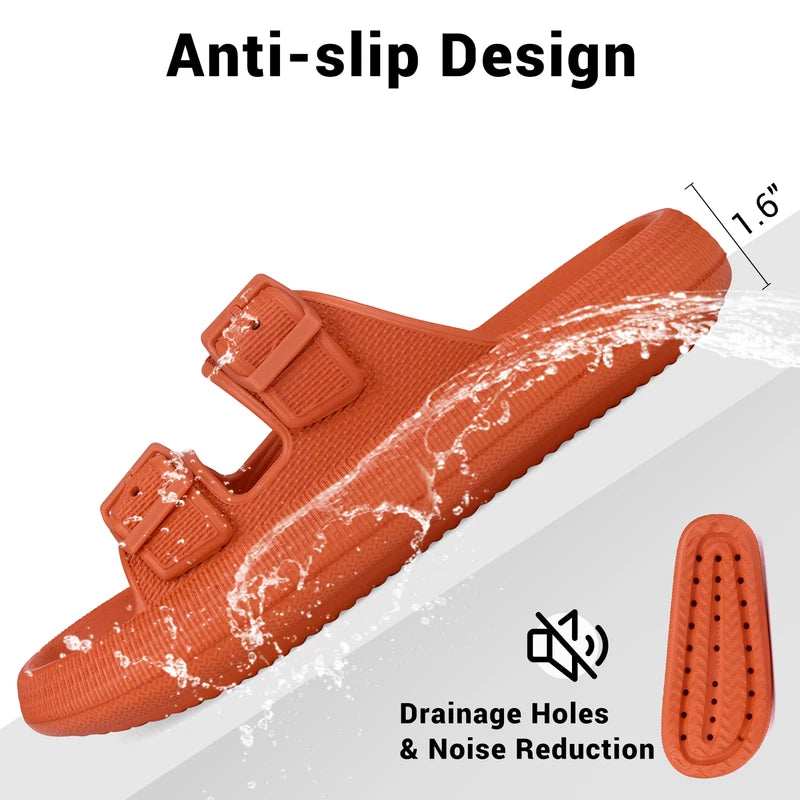 Cloud Slides for Women Men EVA Sandals Thick Sole Adjustable Buckles Slippers
