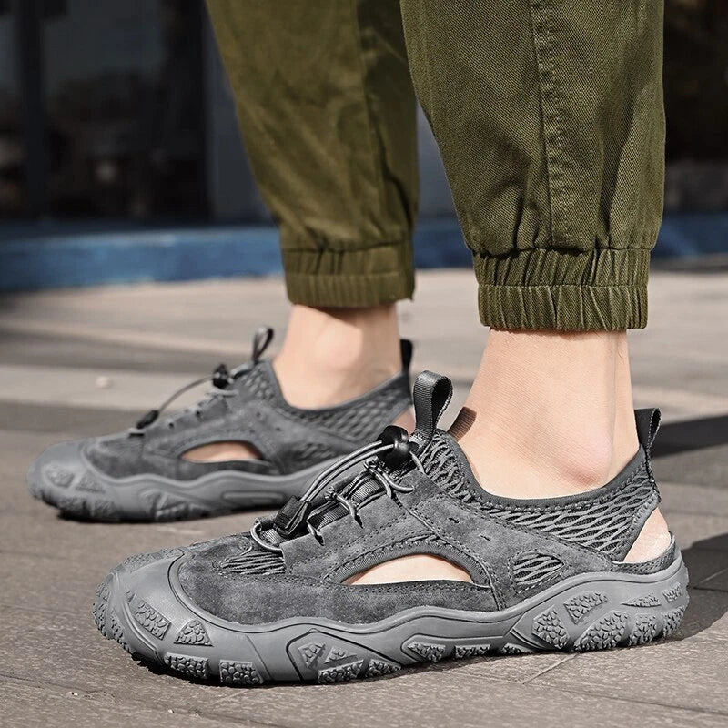 Genuine Leather Sandals Non-slip Men's Sneakers Breathable Mesh Beach Slipper