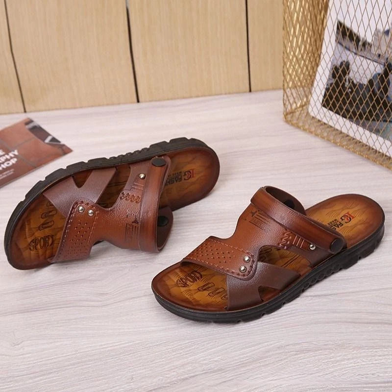 Mens Sport Closed Toe Sandals Summer Leather Shoes Beach Fisherman Flat Slippers