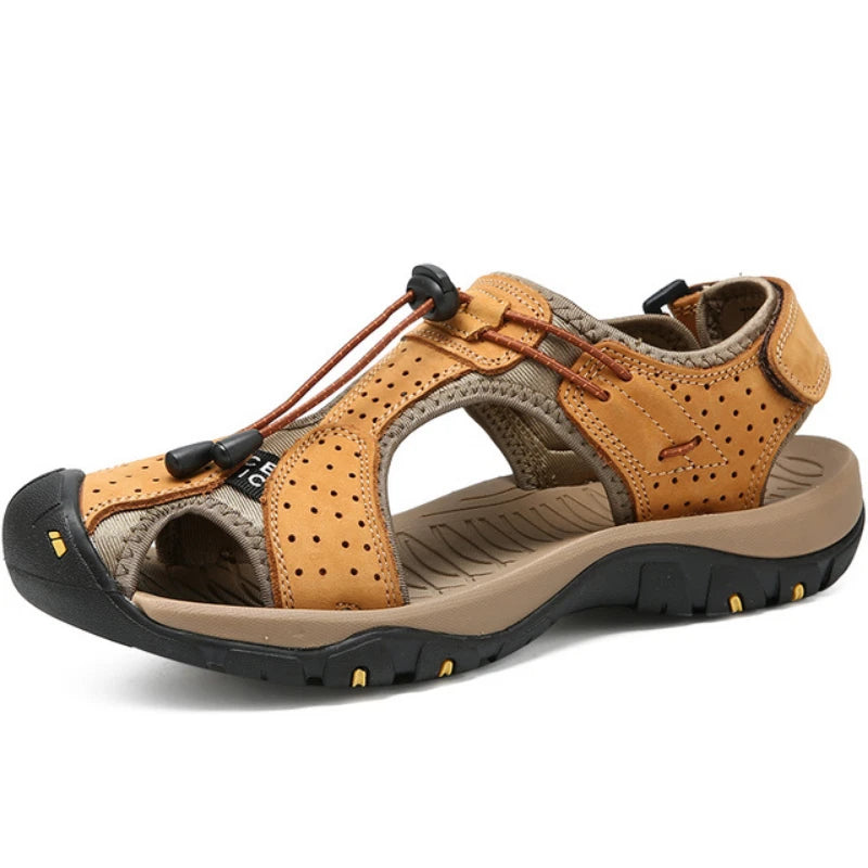 Men's Sandals Summer Leather Beach Slippers Non-slip Platform Sneakers