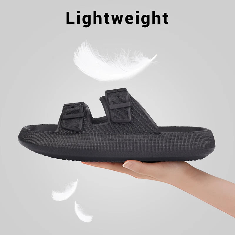 Cloud Slides for Women Men EVA Sandals Thick Sole Adjustable Buckles Slippers