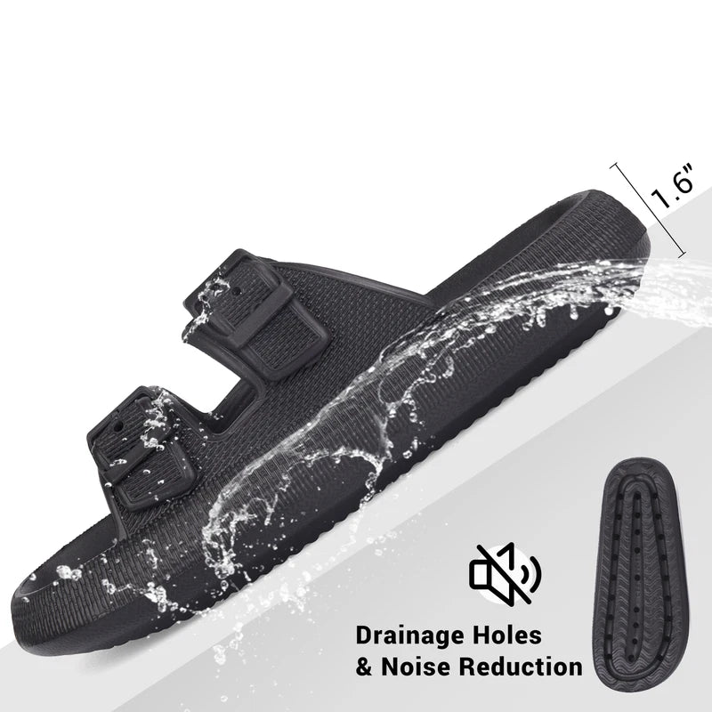 Cloud Slides for Women Men EVA Sandals Thick Sole Adjustable Buckles Slippers