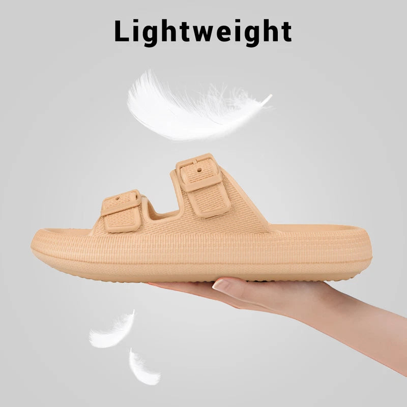 Cloud Slides for Women Men EVA Sandals Thick Sole Adjustable Buckles Slippers