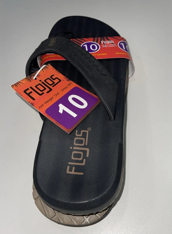 Looks- Mens Black Memory Foam Sandals- Size 10