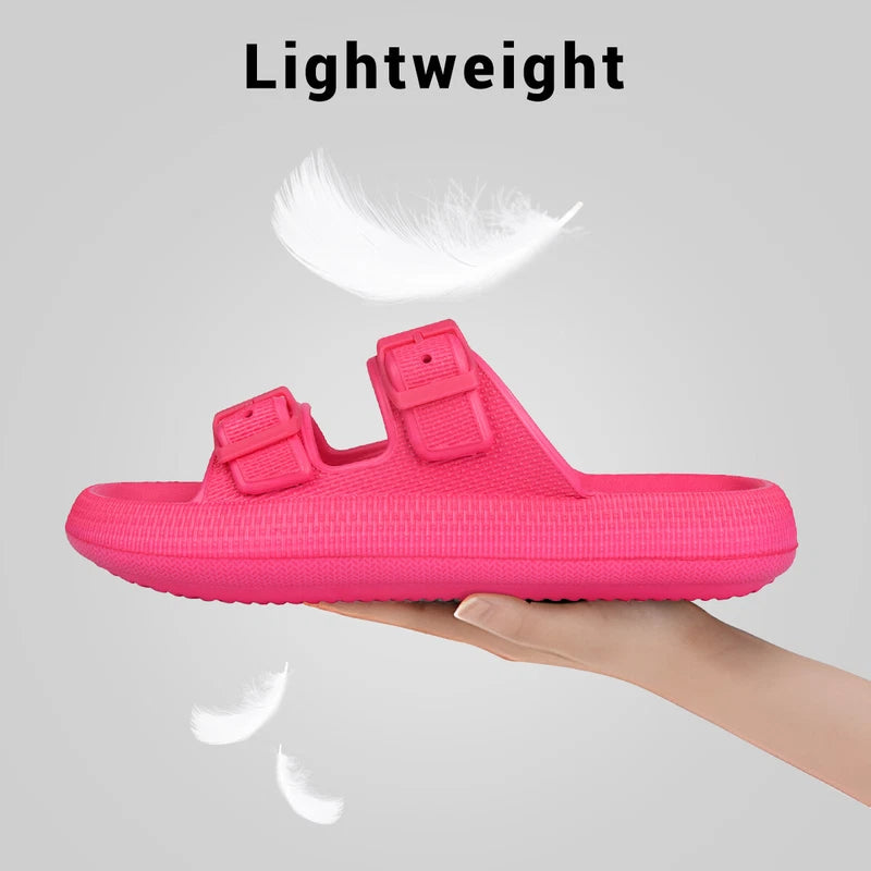 Cloud Slides for Women Men EVA Sandals Thick Sole Adjustable Buckles Slippers