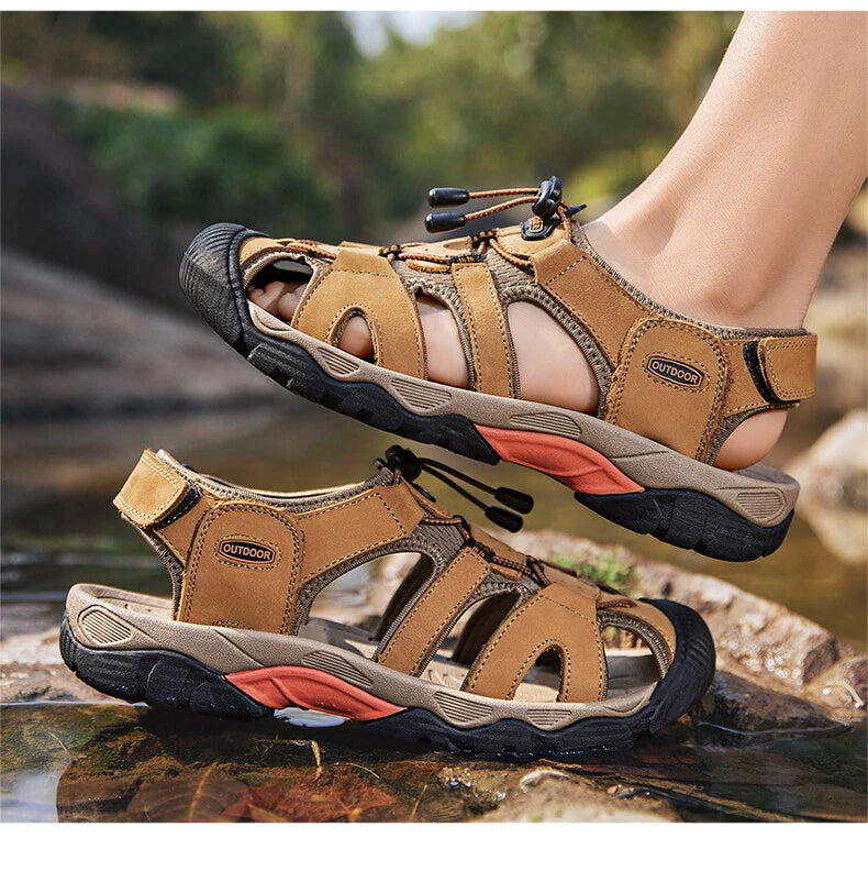 Summer Men's Sandals Leather Beach Rome Outdoor Wading Soft Bottom Slippers