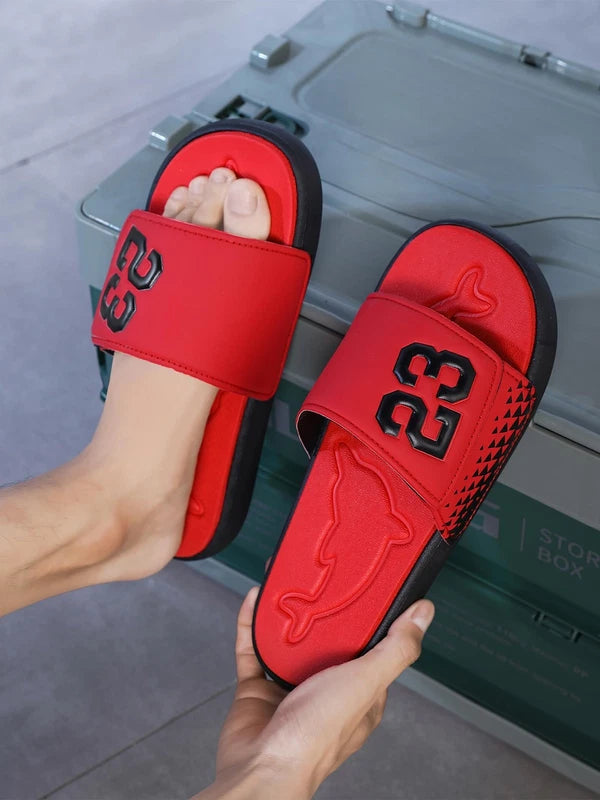 Men's Sport Slide Sandals, Flexible Midsole Comfort Casual Beach Slide, Red 11