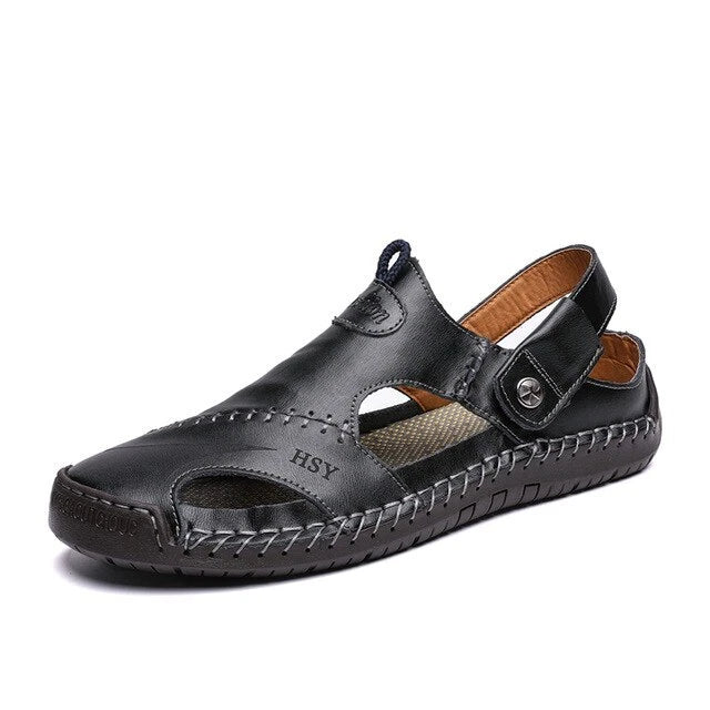 Summer Men's Sandals Breathable Casual Shoes Leather Outdoor Beach Slippers