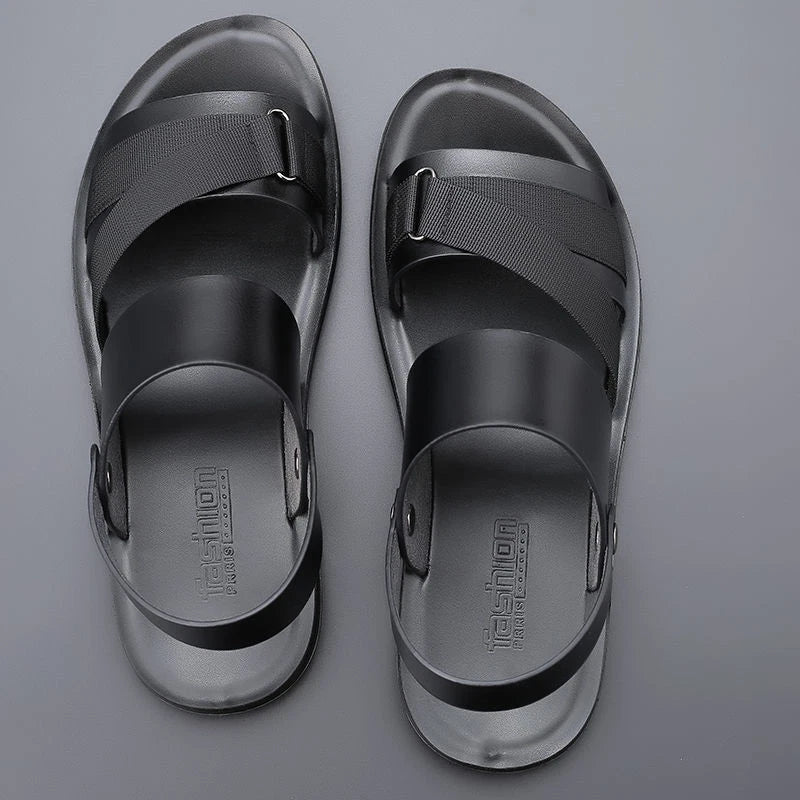 Blue Men Microfiber Leather Sandals Casual Sports Summer Beach Shoes Slippers