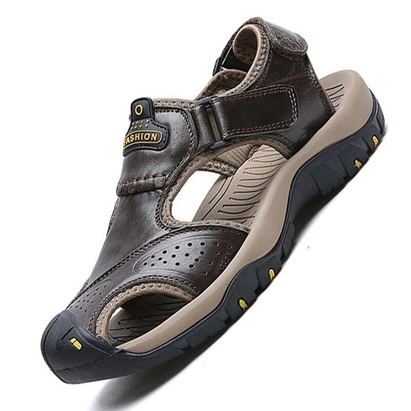 Men's Sandals Summer Leather Beach Slippers Non-slip Platform Sneakers