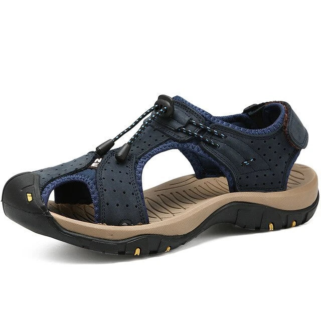 Men's Sandals Summer Leather Beach Slippers Non-slip Platform Sneakers