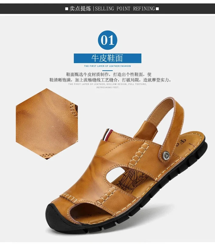 Men's Sandals Summer Breathable Beach Slippers Outdoor Sandals Flat Casual Shoes