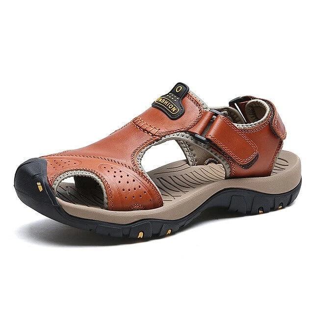 Summer Men's Sandals Breathable Casual Shoes Leather Outdoor Beach Slippers