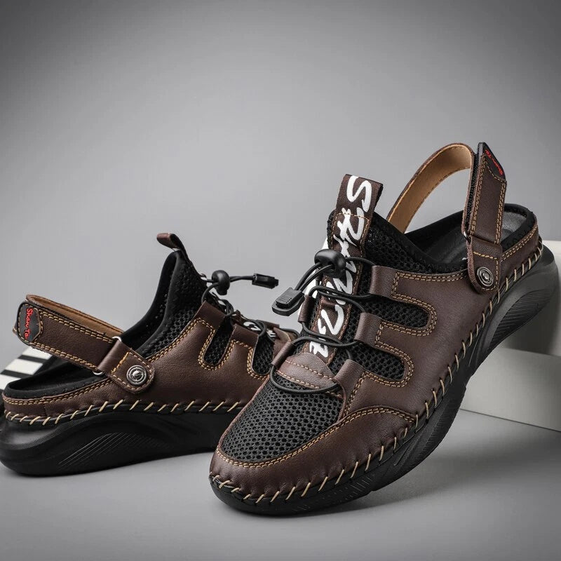 Summer Mens Sandals Mesh Beach OutdoorComfortable Rubber Non-slip Slipper