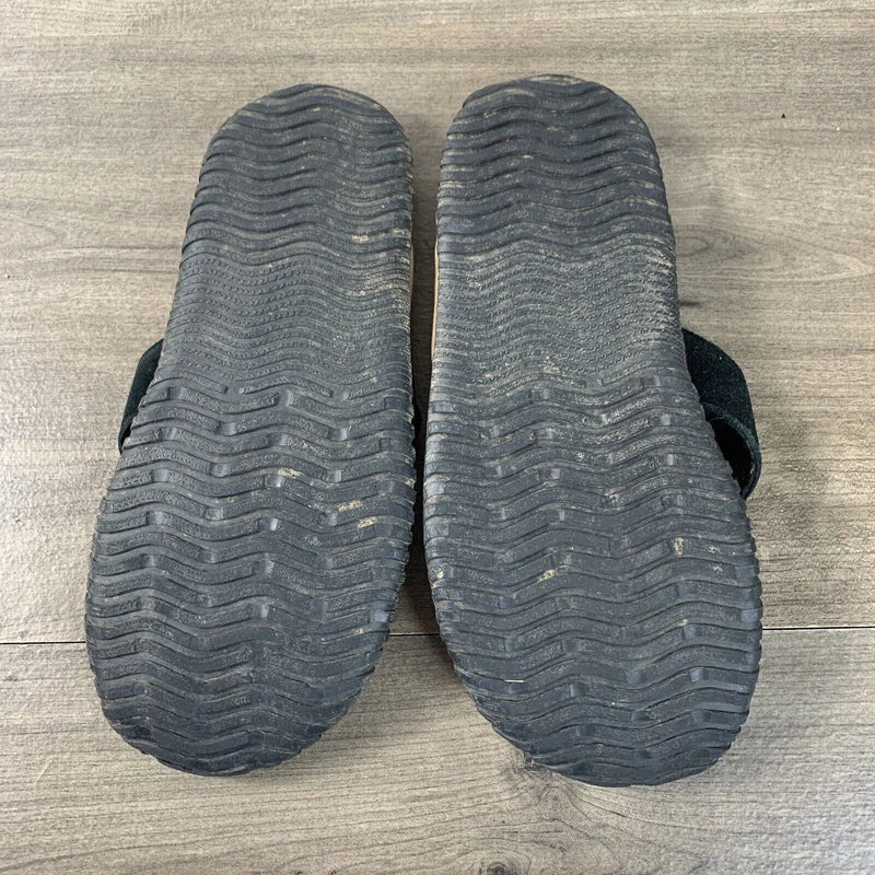 Hang Ten Mens Size 9 Suede Flip Flops Tong Sandals Black Slip On Rubber Soles