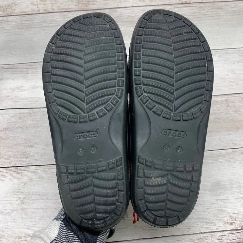 Crocs Sandals Mens Size 9 Womens 11 Black Two Strap Slide Beach Pool Shoes