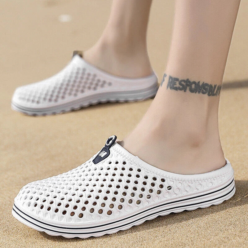 Men Women Breathable Slippers Closed Toe Hollow Out Beach Garden Slides Sandals