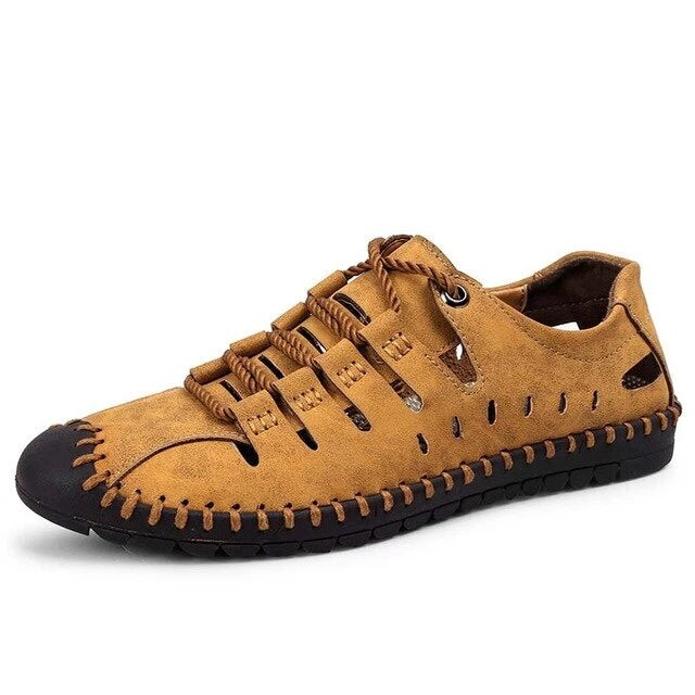 Summer Men's Sandals Breathable Casual Shoes Leather Outdoor Beach Slippers