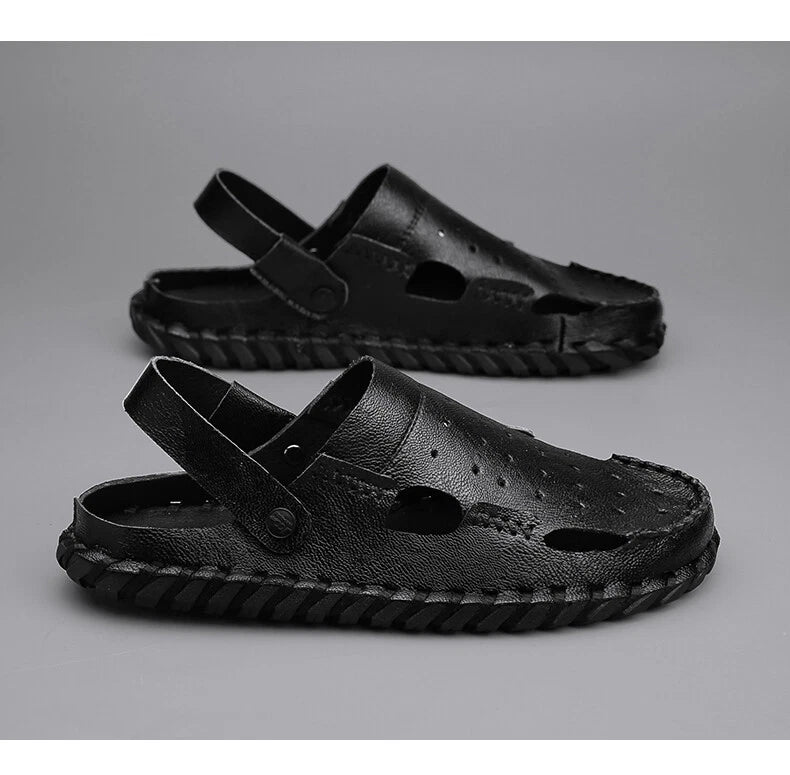 Summer Men's Beach Slippers Outdoor Water Genuine Leather Sandals Casual Shoes