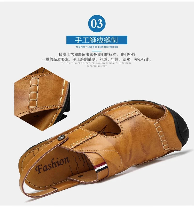 Men's Sandals Summer Breathable Beach Slippers Outdoor Sandals Flat Casual Shoes