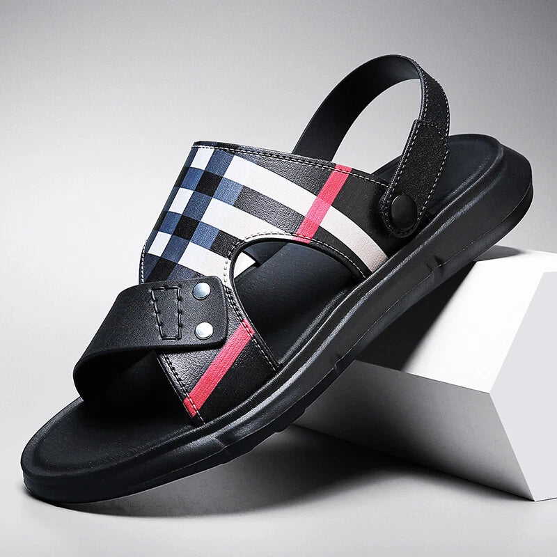 Men Summer Genuine Leather Sandals Casual Sports Beach Shoes Soft Home Slippers