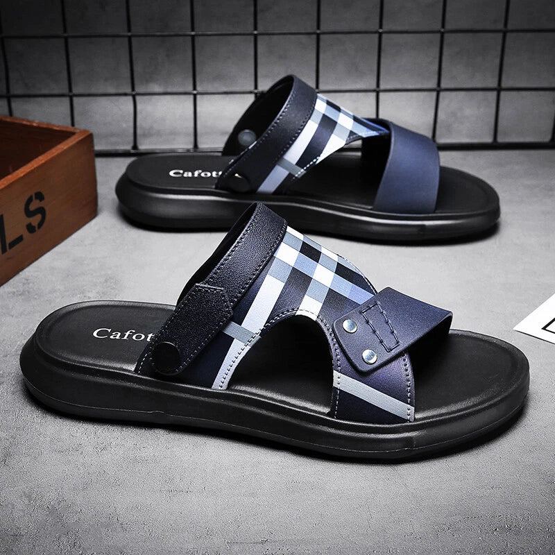 Men Summer Genuine Leather Sandals Casual Sports Beach Shoes Soft Home Slippers
