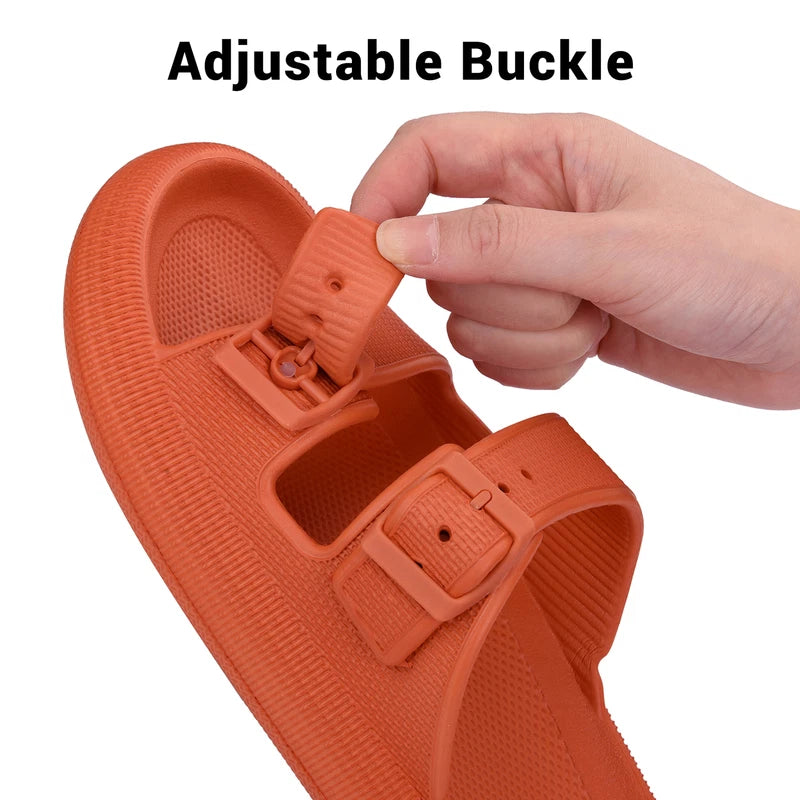 Cloud Slides for Women Men EVA Sandals Thick Sole Adjustable Buckles Slippers