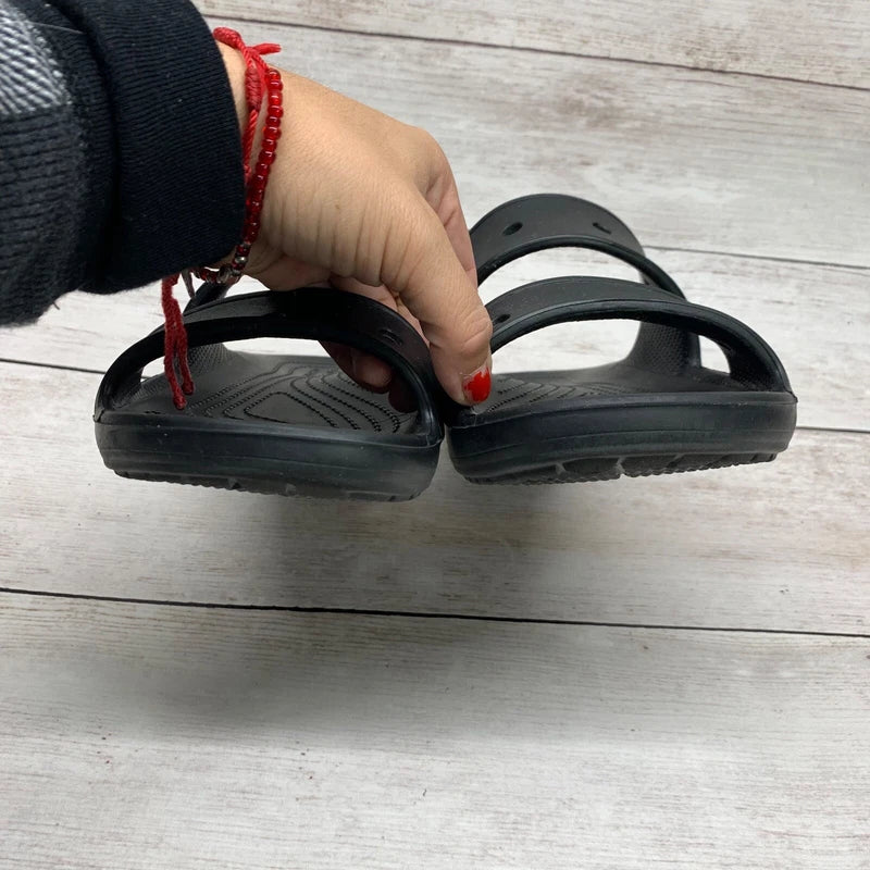 Crocs Sandals Mens Size 9 Womens 11 Black Two Strap Slide Beach Pool Shoes