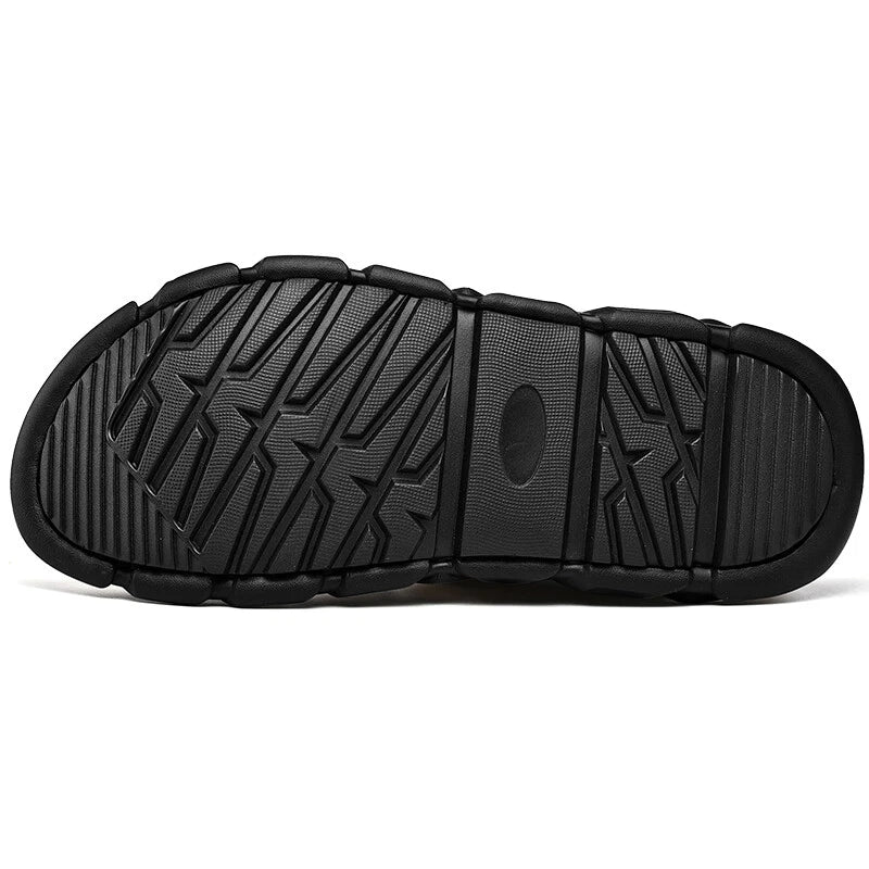 Fashion Men's Beach Slippers Genuine Leather Soft Breathable Non-slip Sandals