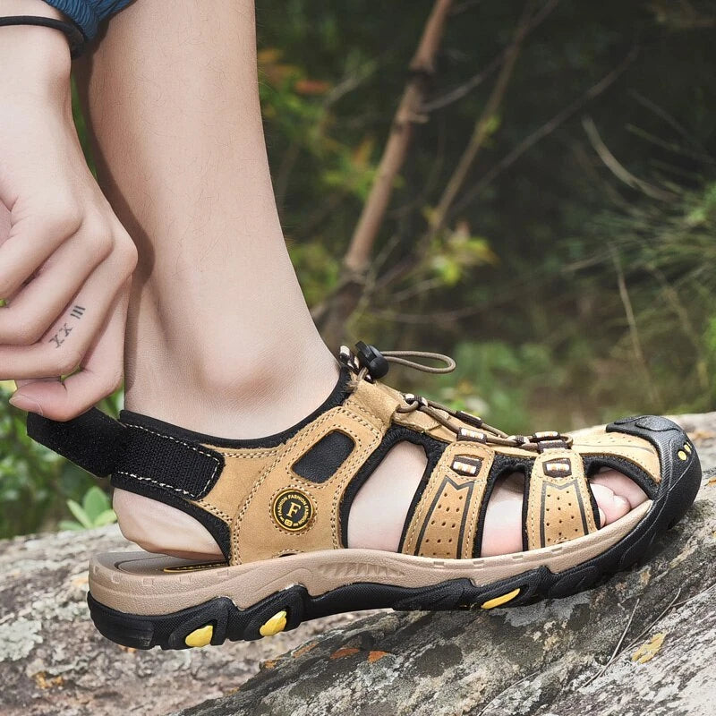 Genuine Leather Men Sandals Summer Beach Slipper Fashion Casual Sneakers