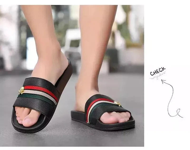 NEW Summer Slides Breathable Beach Sandals Flip Flops Mouth Men's Slippers Soft