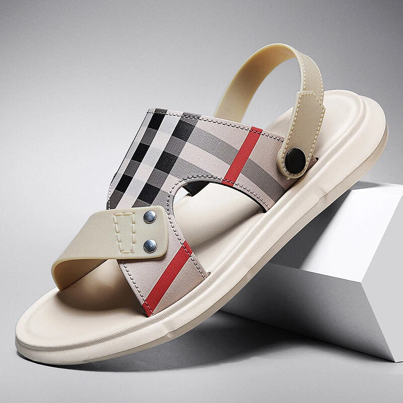 Men Summer Genuine Leather Sandals Casual Sports Beach Shoes Soft Home Slippers