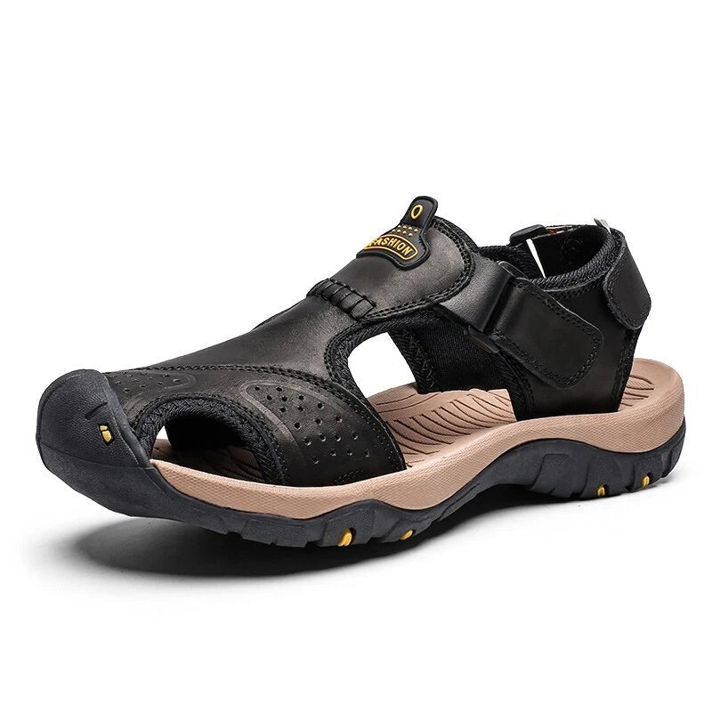 High Quality Men's Sandals Genuine Leather Beach Slippers Casual Shoes Sneakers