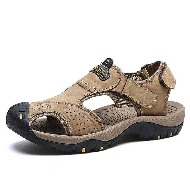 Summer Men's Sandals Breathable Casual Shoes Leather Outdoor Beach Slippers