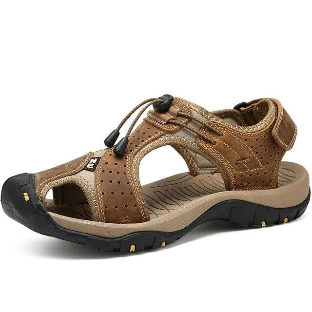 Men's Sandals Summer Leather Beach Slippers Non-slip Platform Sneakers