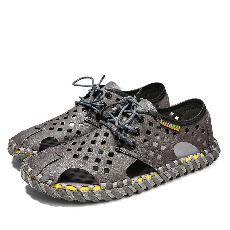 Men's Summer Sandals Casual Shoes Non-Slip Leather Outdoor Beach Slippers