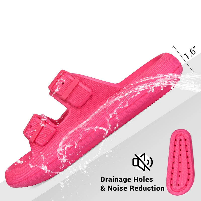 Cloud Slides for Women Men EVA Sandals Thick Sole Adjustable Buckles Slippers