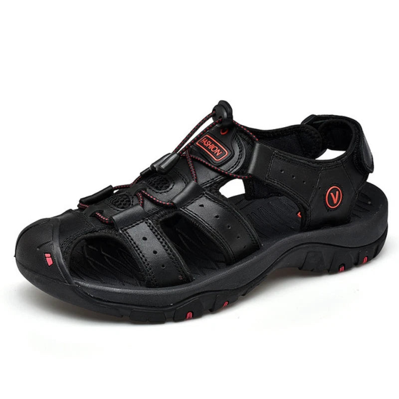 Men's Sandals Summer Leather Beach Slippers Non-slip Platform Sneakers