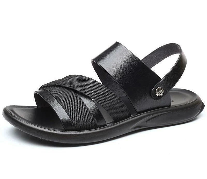 Blue Men Microfiber Leather Sandals Casual Sports Summer Beach Shoes Slippers