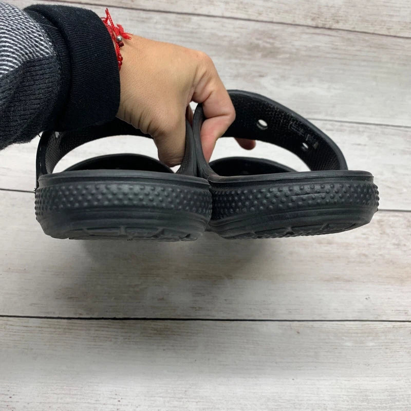 Crocs Sandals Mens Size 9 Womens 11 Black Two Strap Slide Beach Pool Shoes
