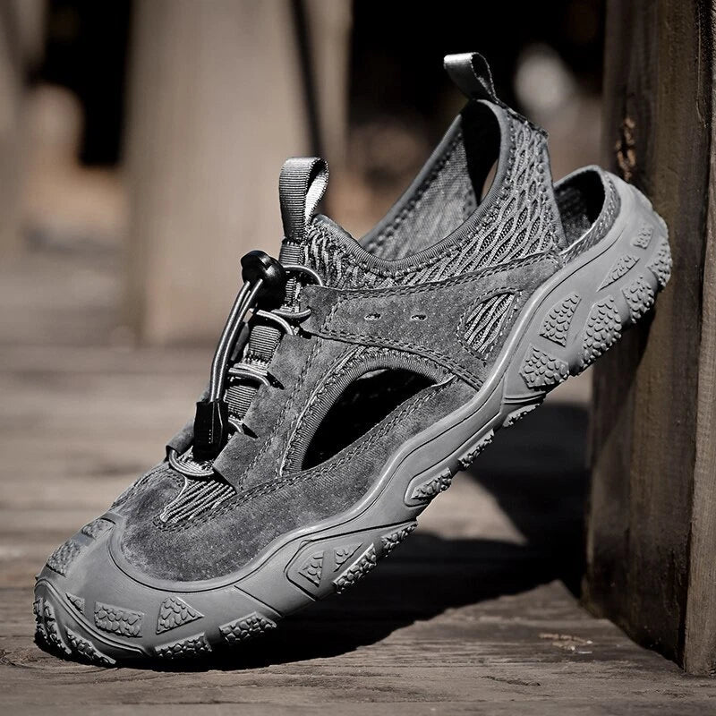 Genuine Leather Sandals Non-slip Men's Sneakers Breathable Mesh Beach Slipper