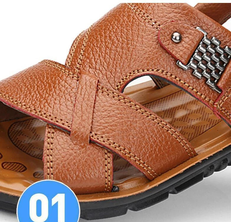 Men's Leather Sandal Fisherman Handmade Beach Slippers Flat Summer Shoes Outdoor