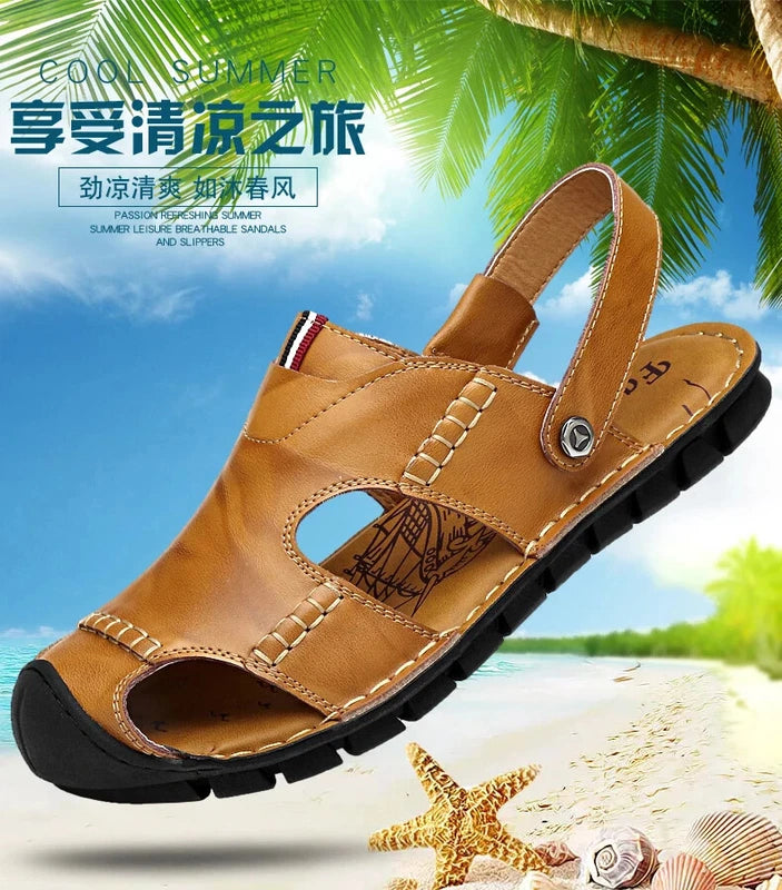 Men's Sandals Summer Breathable Beach Slippers Outdoor Sandals Flat Casual Shoes