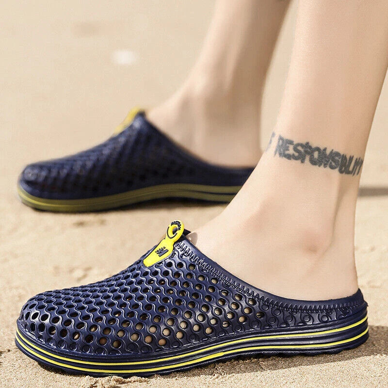 Men Women Breathable Slippers Closed Toe Hollow Out Beach Garden Slides Sandals